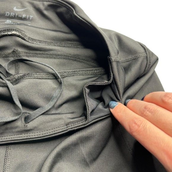 Nike Dri Fit Capri Crop Leggings Black Mesh Vented Running Drawstring Size M - Picture 8 of 15